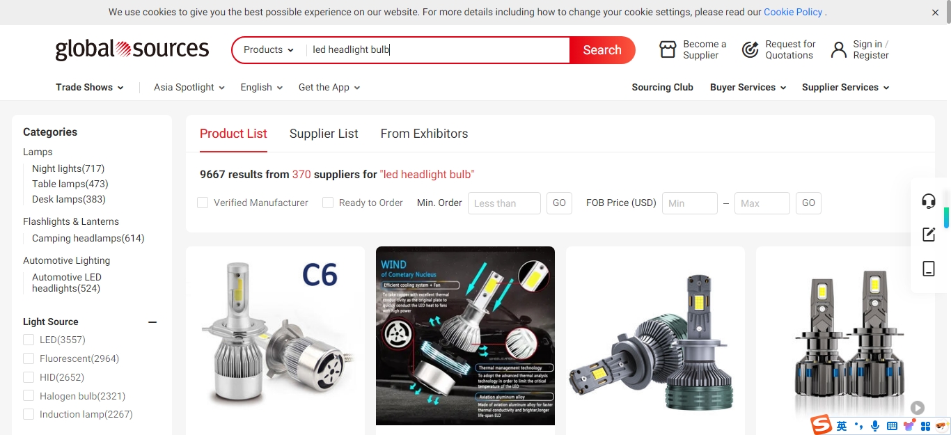 global sources led headlight bulbs